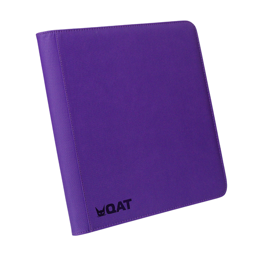 QAT Premium 12-Pocket Card Binder.  Leather material with zipper closure.  Side loading.