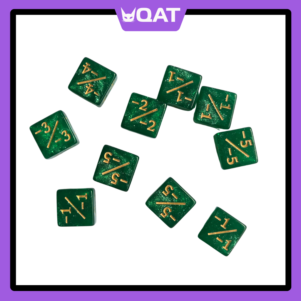 QAT 10pcs D6 12mm Plus/Minus Counter Dice for TCGs, Tabletop & Board Games