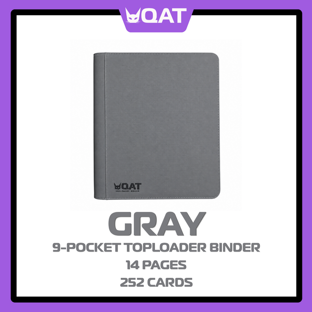 QAT 9-Pocket Toploader Binder (Pokémon, MTG, One Piece, Sports Cards – 14 Pages)