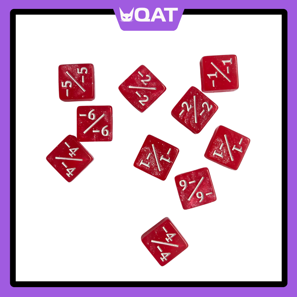 QAT 10pcs D6 12mm Plus/Minus Counter Dice for TCGs, Tabletop & Board Games