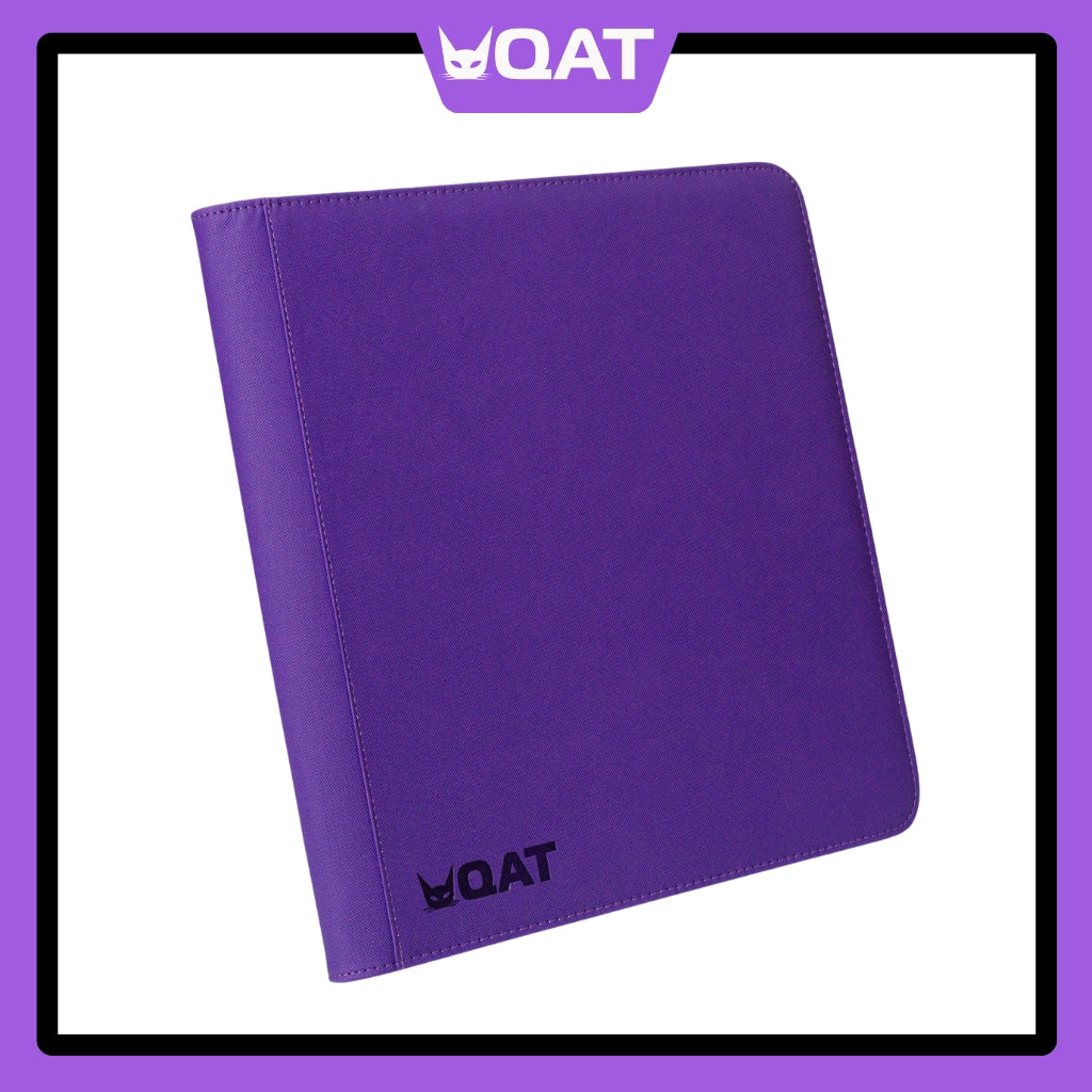 QAT Premium 12-Pocket Card Binder.  Leather material with zipper closure.  Side loading.