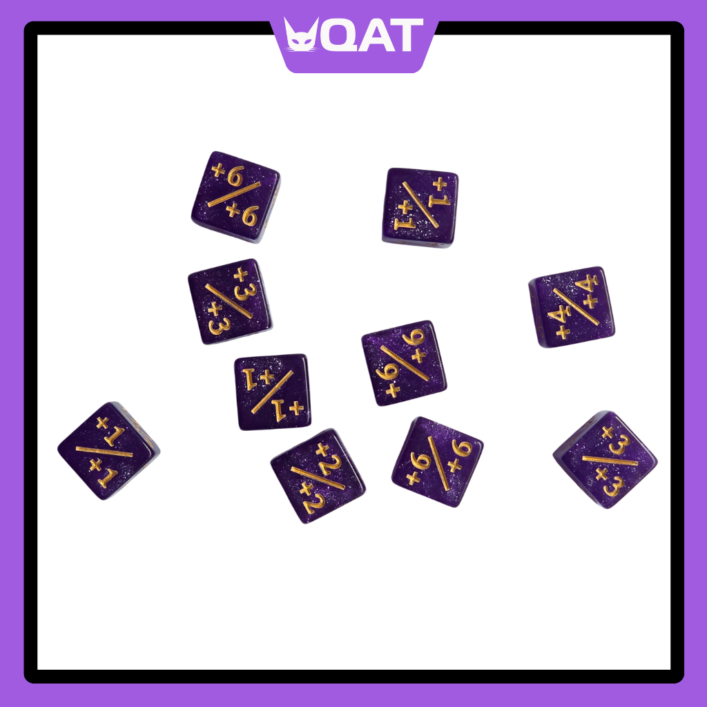 QAT 10pcs D6 12mm Plus/Minus Counter Dice for TCGs, Tabletop & Board Games
