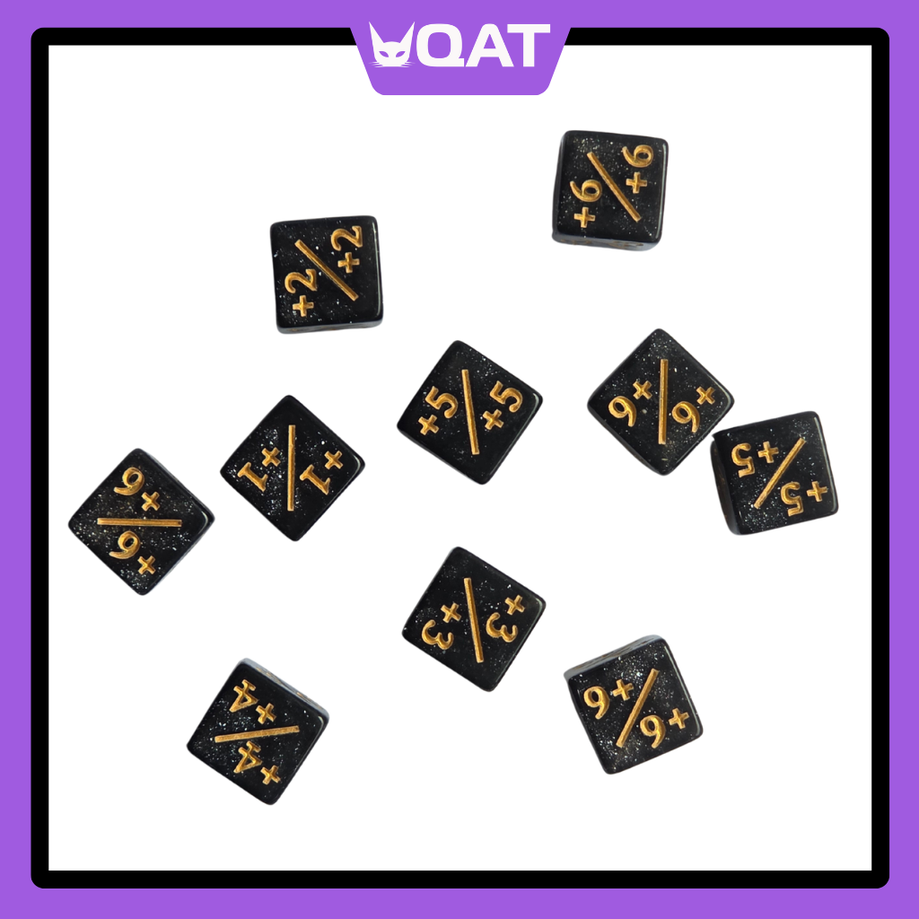 QAT 10pcs D6 12mm Plus/Minus Counter Dice for TCGs, Tabletop & Board Games