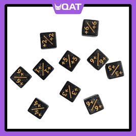 QAT 10pcs D6 12mm Plus/Minus Counter Dice for TCGs, Tabletop & Board Games