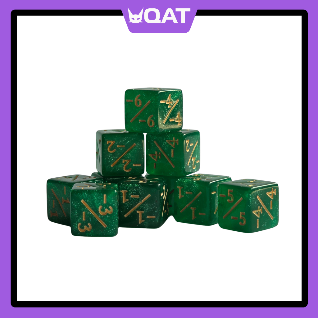 QAT 10pcs D6 12mm Plus/Minus Counter Dice for TCGs, Tabletop & Board Games