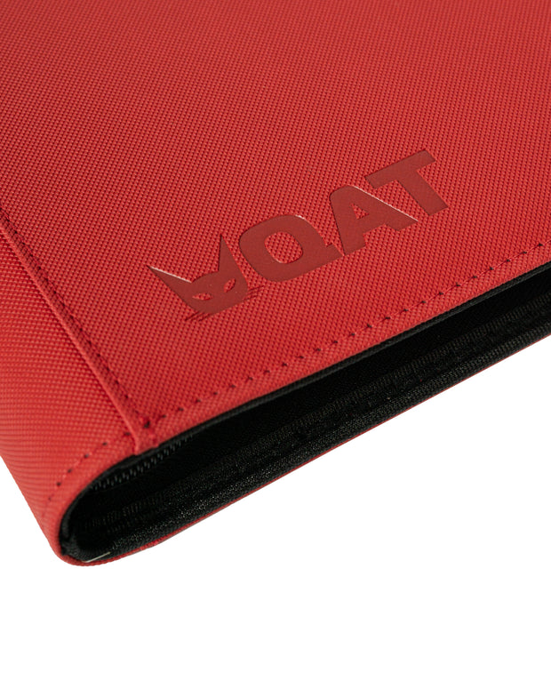 QAT Premium 12-Pocket Card Binder.  Leather material with zipper closure.  Side loading.