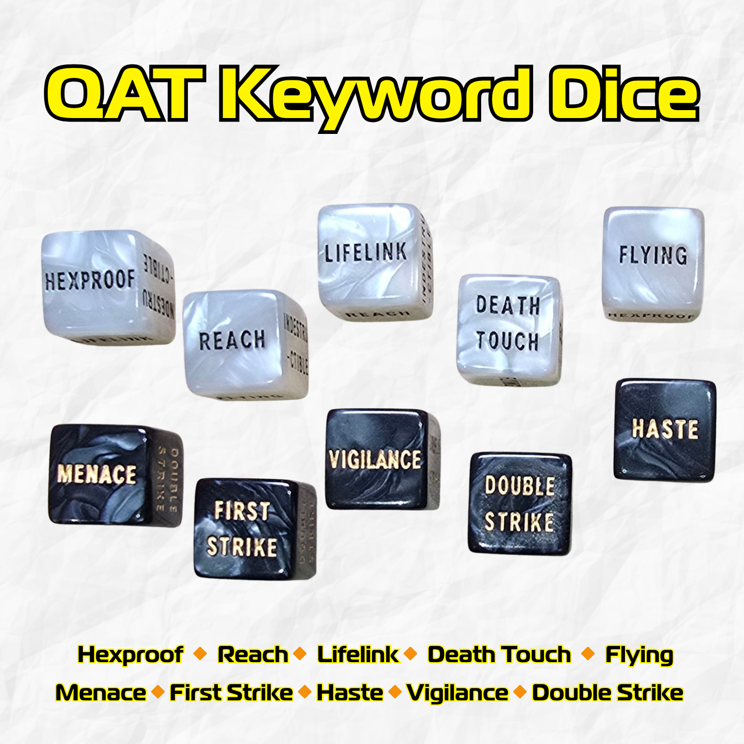 QAT 10PCS Keyword Dice 16mm for Magic: The Gathering (Ability Dice)