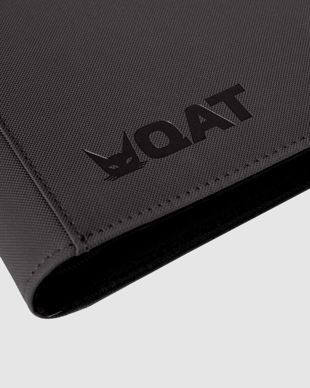 QAT Premium 12-Pocket Card Binder.  Leather material with zipper closure.  Side loading.