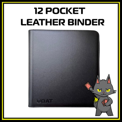 QAT Premium 12-Pocket Card Binder.  Leather material with zipper closure.  Side loading.
