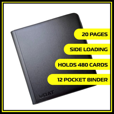 QAT Premium 12-Pocket Card Binder.  Leather material with zipper closure.  Side loading.