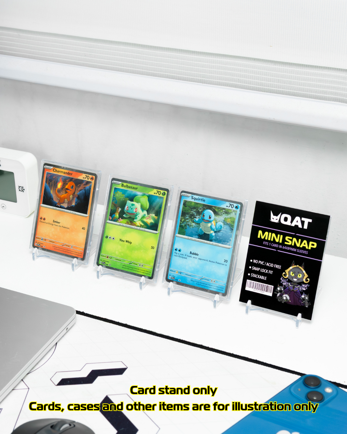 QAT Card Stand (1 Set) | TCG Display Holder for Pokémon, MTG, Toploaders & Magnetic Cases