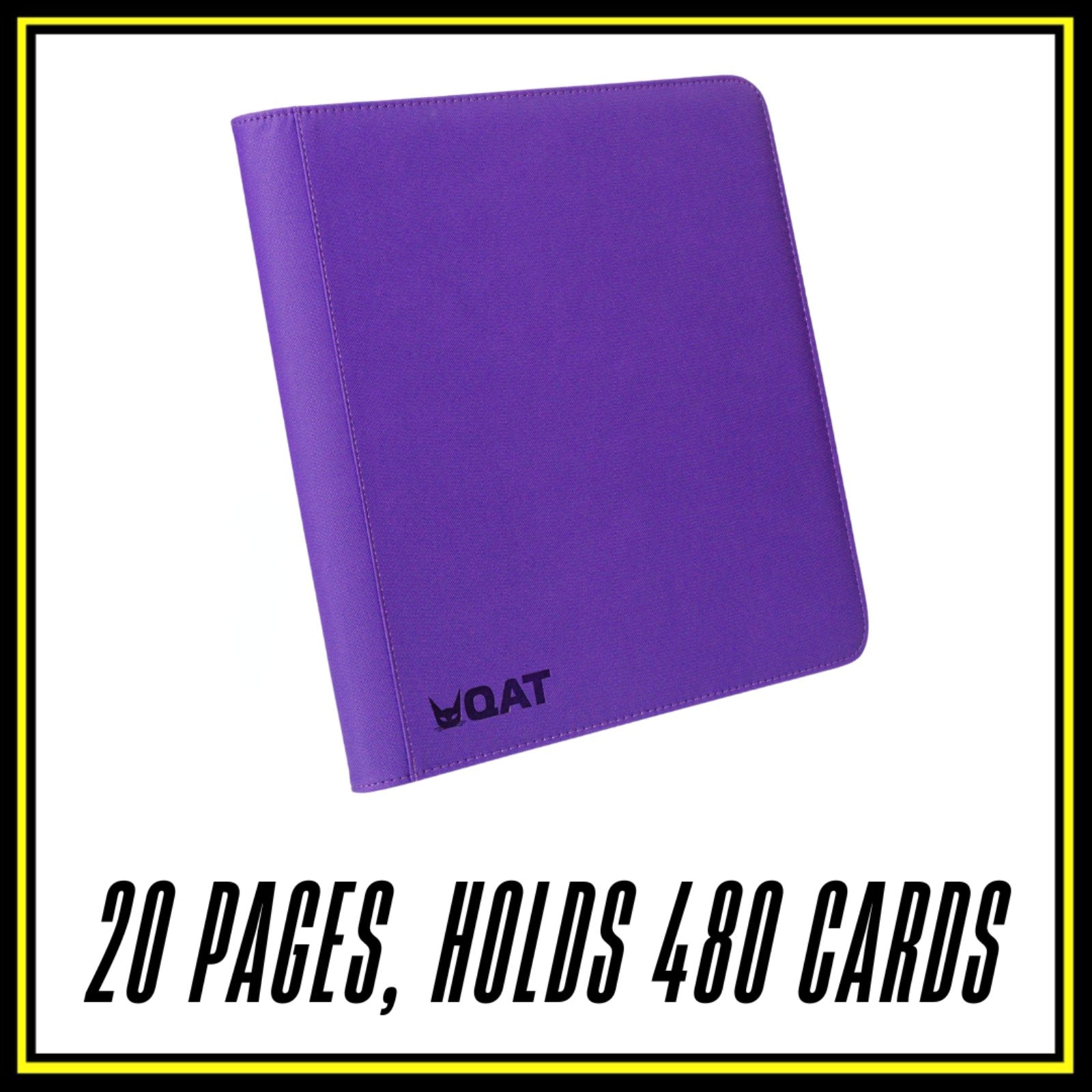 QAT Premium 12-Pocket Card Binder.  Leather material with zipper closure.  Side loading.