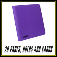 QAT Premium 12-Pocket Card Binder.  Leather material with zipper closure.  Side loading.