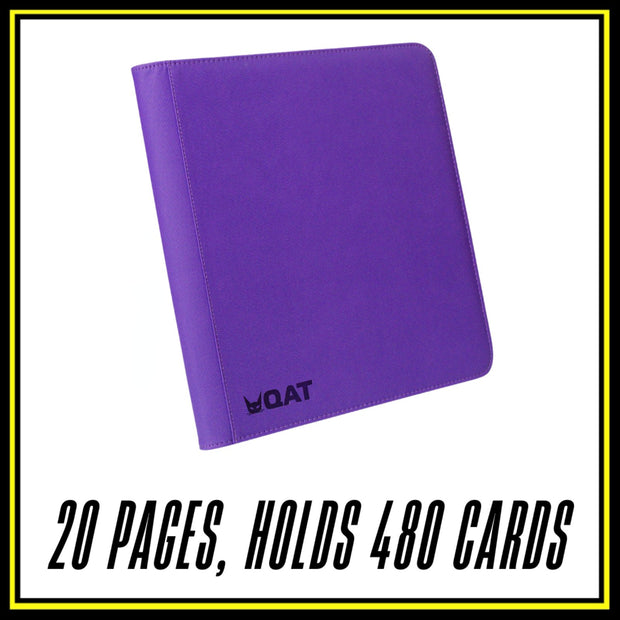 QAT Premium 12-Pocket Card Binder.  Leather material with zipper closure.  Side loading.