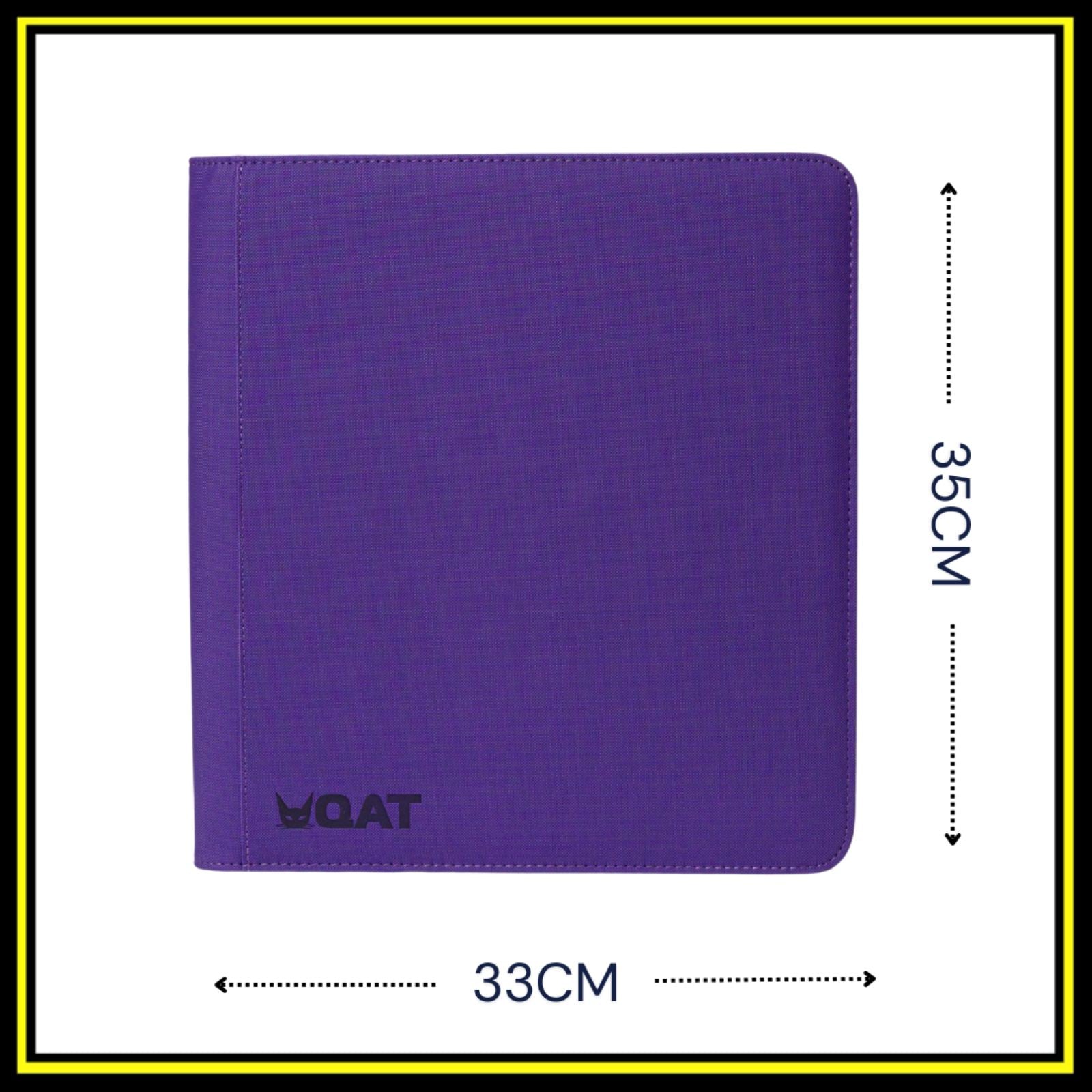 QAT Premium 12-Pocket Card Binder.  Leather material with zipper closure.  Side loading.