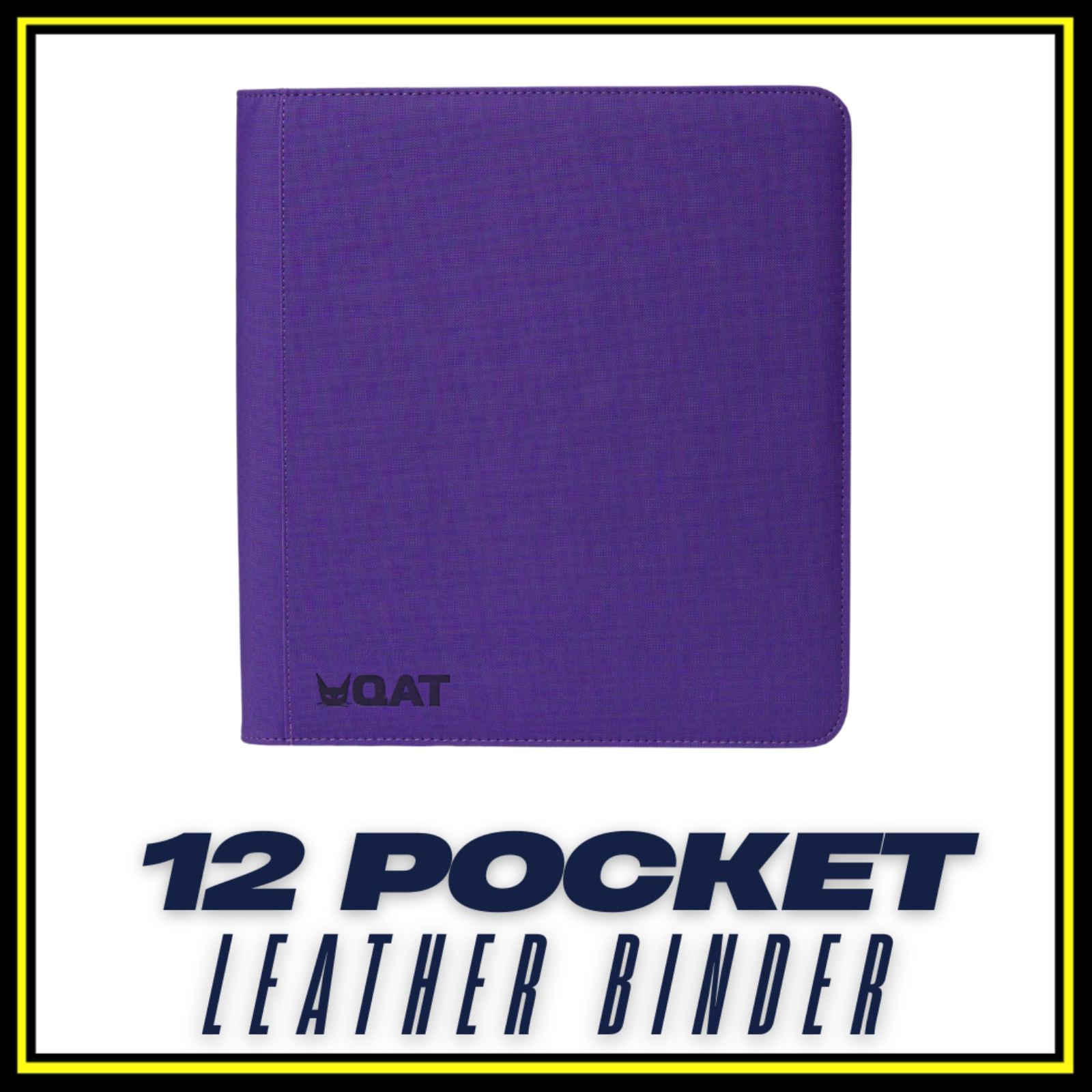QAT Premium 12-Pocket Card Binder.  Leather material with zipper closure.  Side loading.