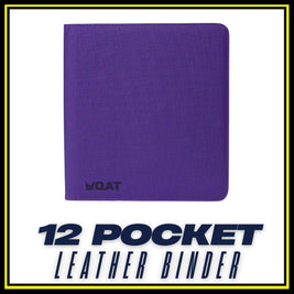 QAT Premium 12-Pocket Card Binder.  Leather material with zipper closure.  Side loading.